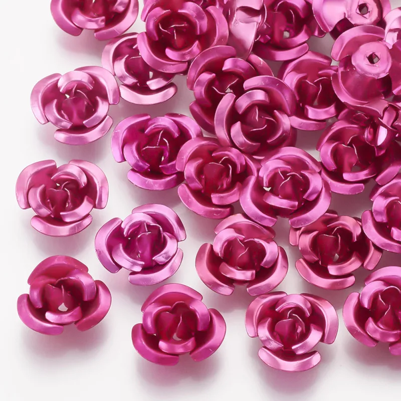 Fuchsia Около 950 шт./пакет 3-лепесток Алюминий Цветочные бусины для самостоятельного изготовления ювелирных изделий браслет Цепочки и ожерелья принадлежности F70 - Цвет: Fuchsia