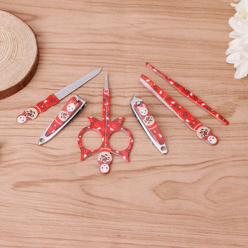 6Pcs Professional Manicure Cleaner Case Cuticle Clipper Pedicure Russian dolls M7DB
