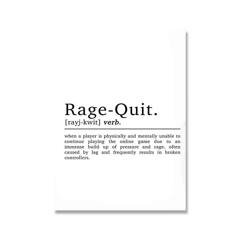 Rage Quit Definition Digital Print | 8 x 10 | Gamer Print | Gaming Wall Art  | Gamer Gift | Boys Bedroom Decor | Gaming Poster | Downloadable