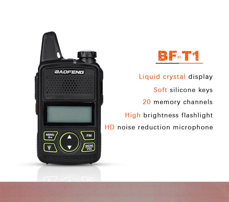 2 шт.) Baofeng BF-T1 мини-рация UHF портативный двухстороннее радио FM функция Ham Радио Baofeng T1 USB HF трансивер