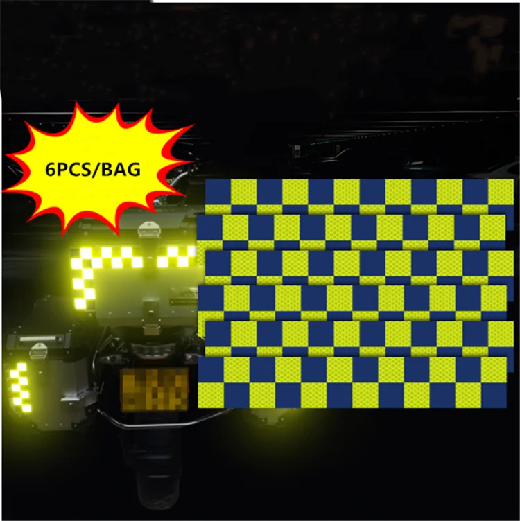 6PCS Creative Batenburg Reflective Sticker for Police Motors Trunk Car Decal Night Visible Warning Tape Decoration Made with 3M