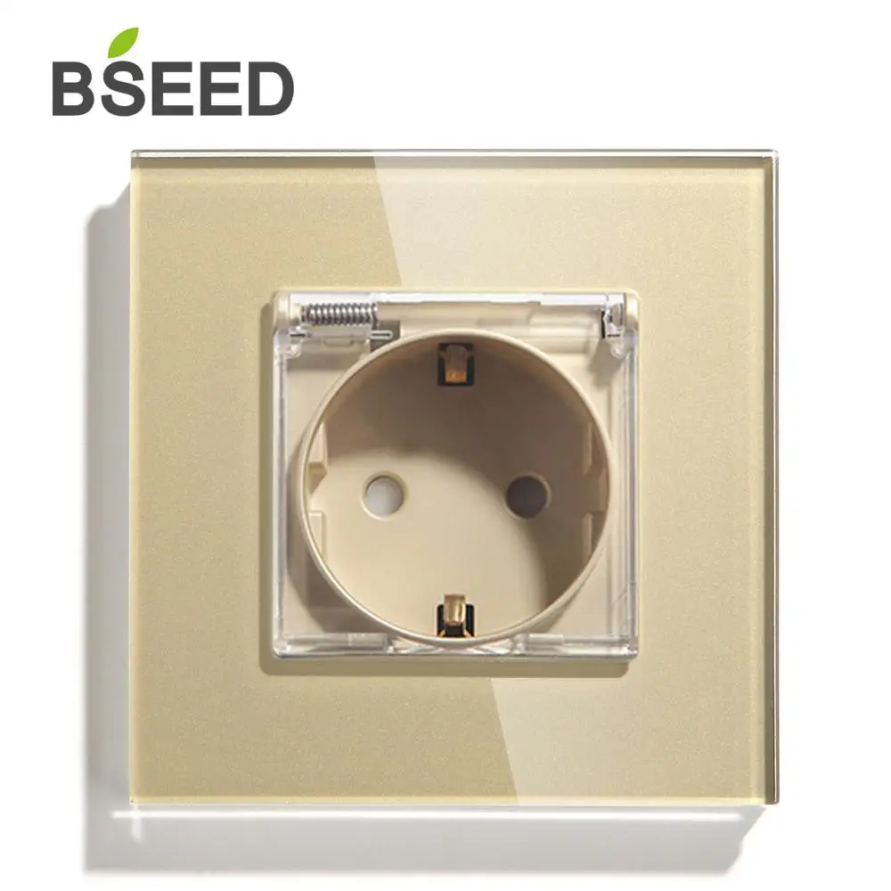 BSEED-enchufe de pared eléctrico impermeable, toma de corriente con Panel  de cristal único, estándar de la UE, 16A, 3 colores, 110V - 250V -  AliExpress