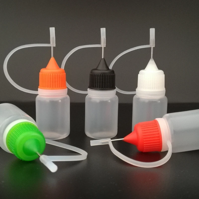 200pcs 5ML LDPE 빈 플라스틱 짜기 E 액체 Dropper E 주스 매니큐어에 대 한 금속 바늘 팁 병을 작성