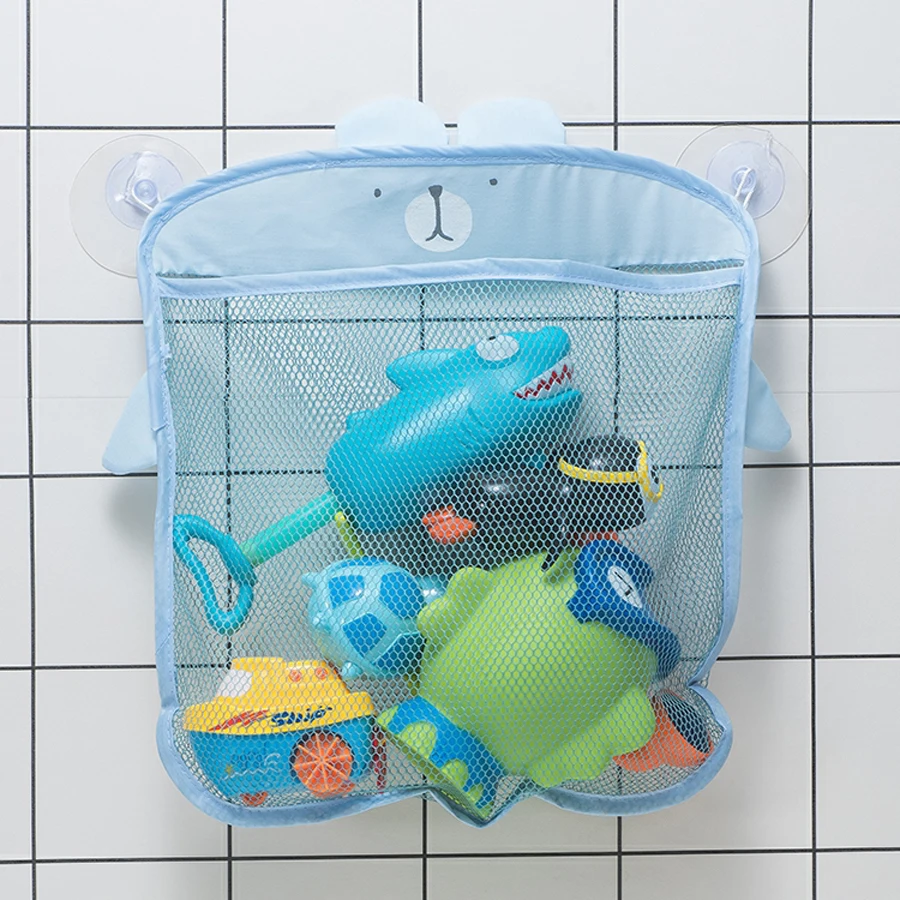New Baby Bathroom Mesh Bag Sucker Design For Children Bath Toys Kid Basket Cartoon Animal Shapes Cloth Sand Toys Storage Net Bag