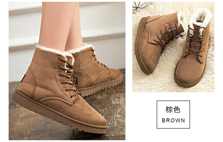 Winter snow boots women with fleece Martin boots thickened warm cotton shoes students boots flat new 2019120507