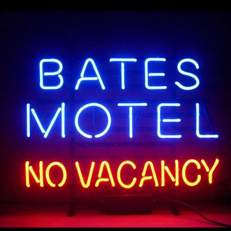 Custom Bates Motel No Vacancy Glass Neon Light Sign Beer Bar