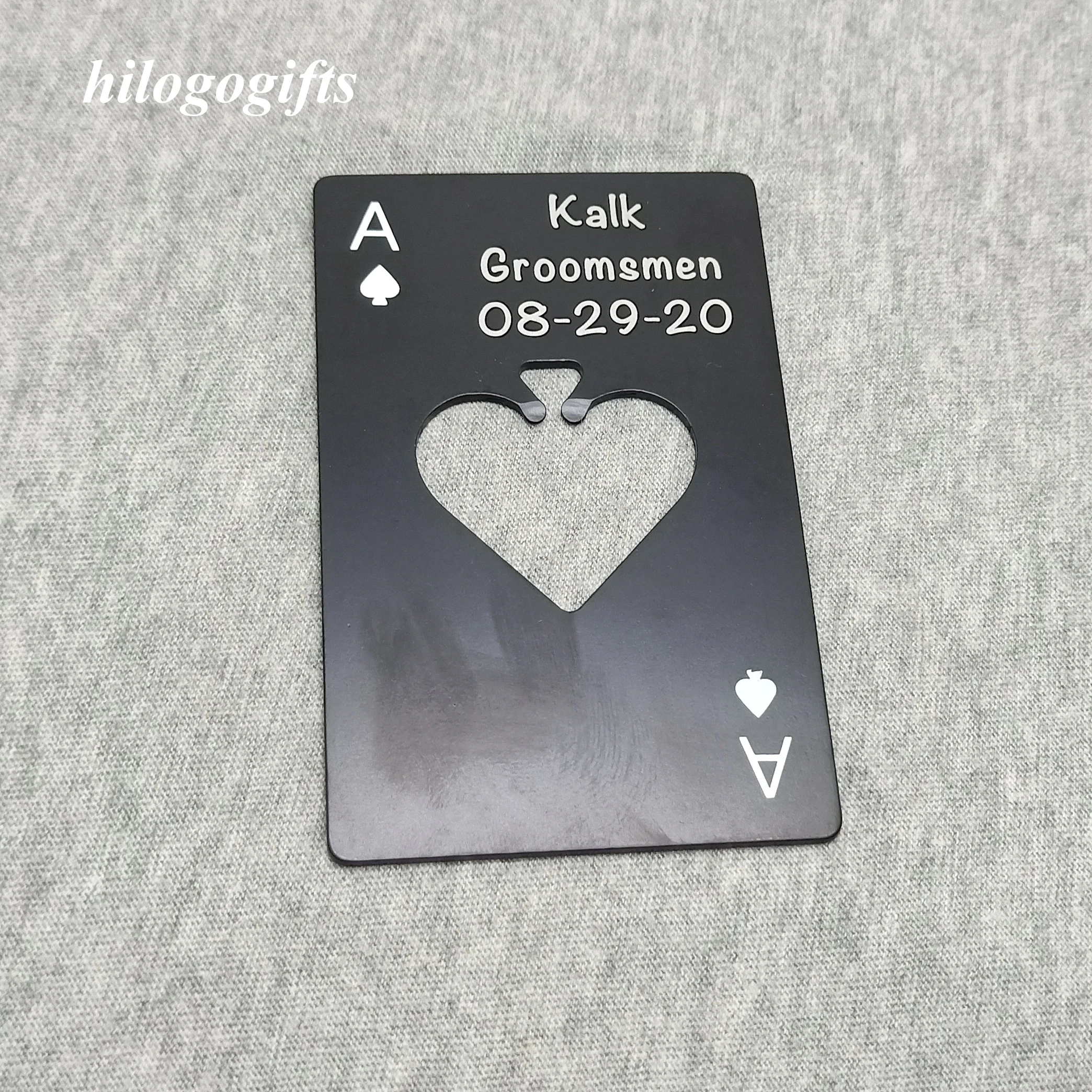 Stainless steel LOVE HEART desk bottle opener personalized with wedding date/names summer gift ideas