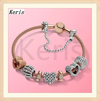 

New 2020 High Quality 1:1 100%925 Sterling Silver Rose Gold Safety String Bracelet Set For Free Delivery