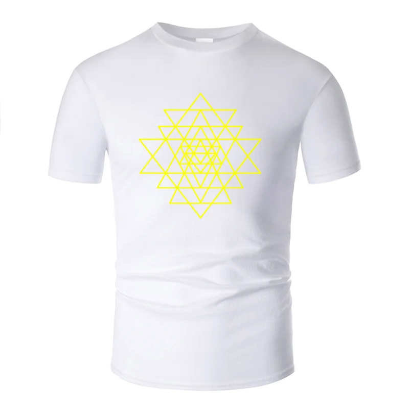 Новинка Humor sri yantra желтая футболка мужская Оригинальная одежда мужская футболка с круглым воротником и коротким рукавом наивысшего качества - Цвет: Men-White
