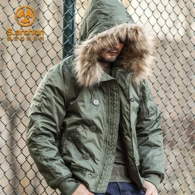Chaqueta de plumas N2B para hombre, abrigo militar canadiense con capucha de piel, gabardina cálida de camuflaje, táctica para exteriores, del Ejército Coreano para invierno|Chaquetas de senderismo| - AliExpress