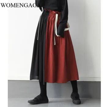 

Loose High Elastic Waist Black Contrast Color Temperament Stap Half-body Skirt Women Fashion Tide Spring Autumn 2020 V4HQ