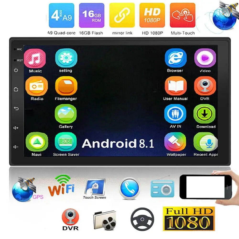

2Din 7Inch Car Android 8.1 Player Quad Core 1+16G Car Stereo Gps Wifi Wireless Mp5 Fm Player Usb Aux