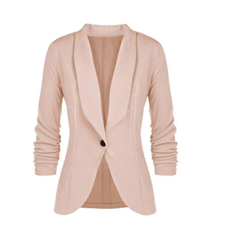 Autumn women's pleated sleeves work office coat women blazer jacket fashion slim one button large size women's tops AS1262