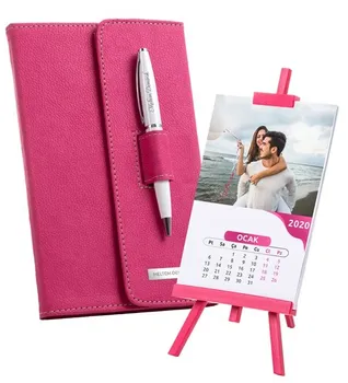 

Personalized Metal Ballpoint Pen Locked Pink Notebook & Desktop Easel