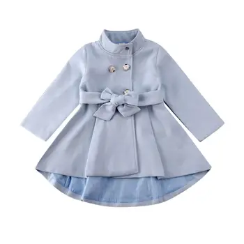 

1-5Y Toddler Kid Baby Girl Coat Autumn Winter Warm Windbreaker Bow Outwear Overcoat Raincoat Snowsuit Solid Blue