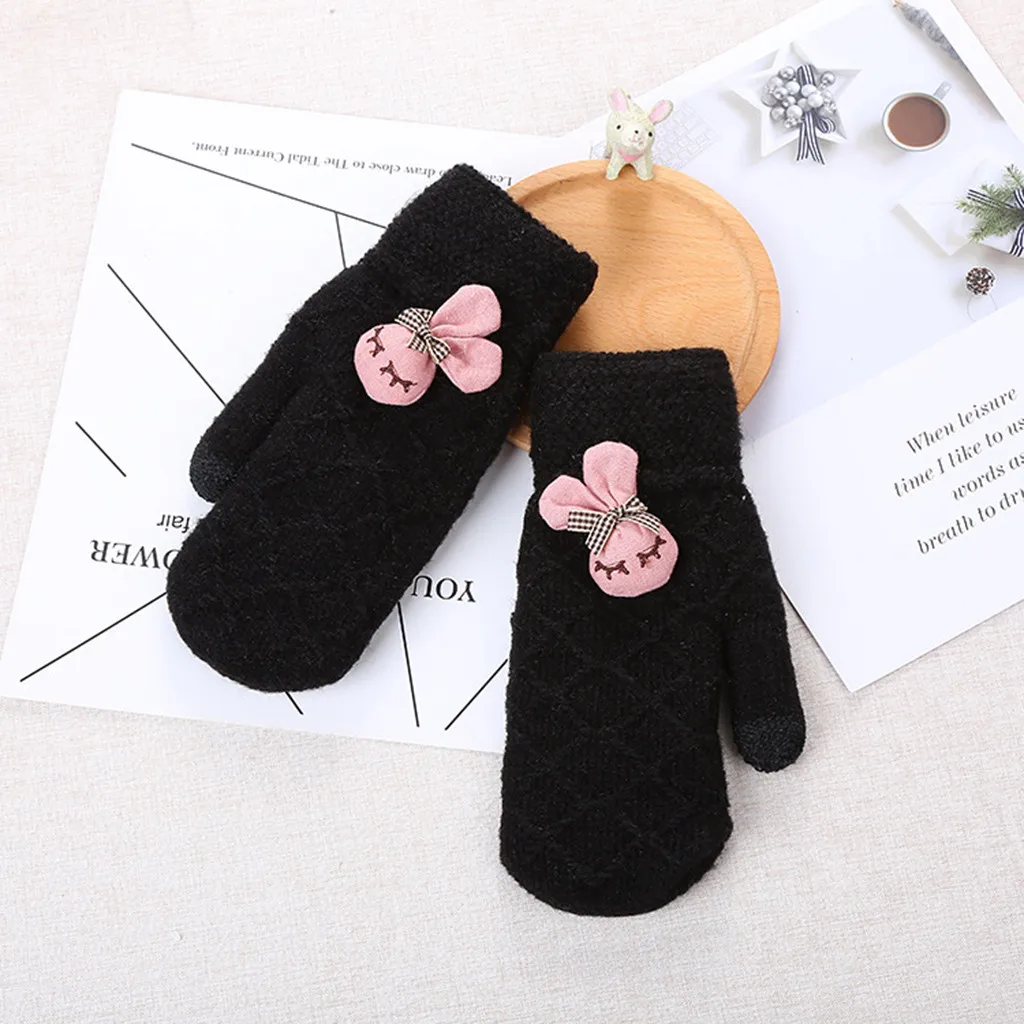 New Fashion winter warm gloves for girls women knit gloves full finger Riding touch Screen Winter Soft Gloves Warm Mitten
