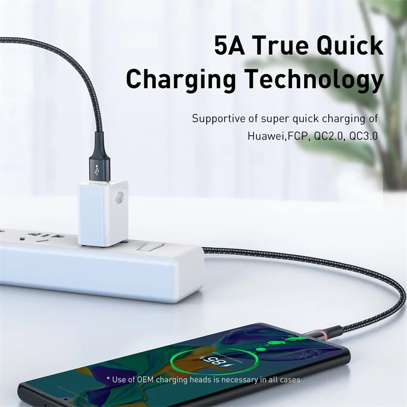 Baseus 40 Вт usb type C кабель 5A флэш-зарядка для Xiaomi huawei P30 Android mate 20 Pro мобильный телефон Usb провод зарядное устройство кабель для передачи данных