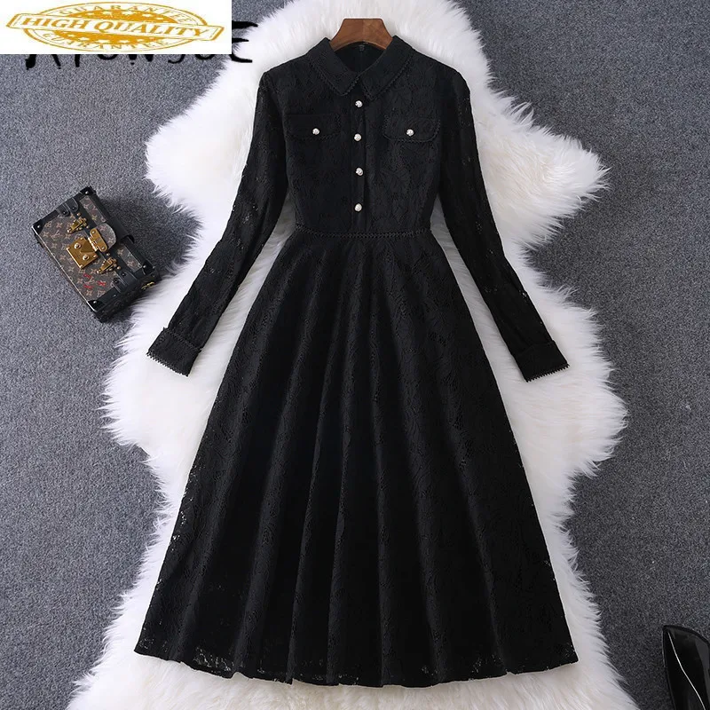 Женское весеннее и осеннее платье 2020 Черное вечернее Ретро женское | Женская