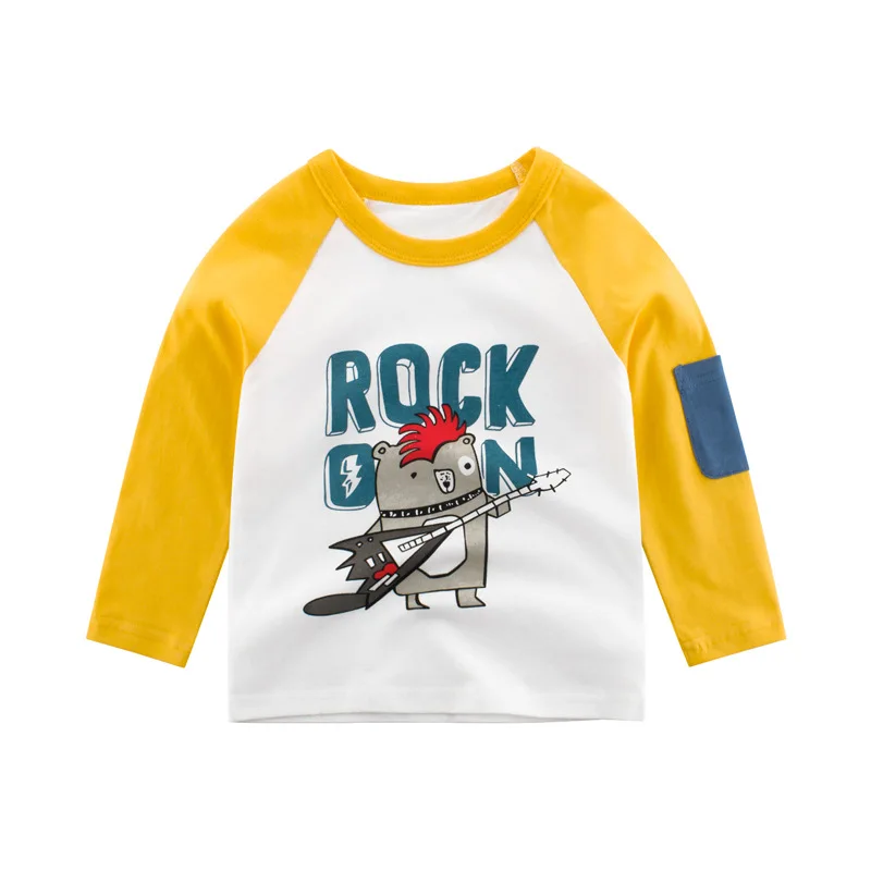 Г. Весенне-Осенние футболки для маленьких мальчиков и девочек новая весенняя хлопковая детская одежда топы с длинными рукавами с милым рисунком для мальчиков