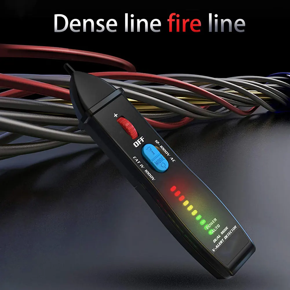 

BSIDE AVD07 Non-Contact Voltage Detector AC 12-1000V Test Pen Circuit Tester Power Socket Live Wire Check Dual Mode With 8 LED