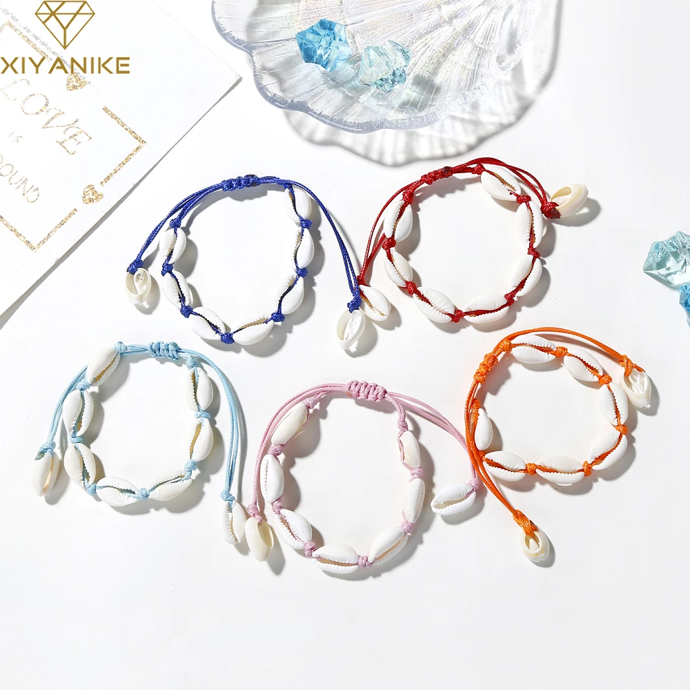 

2019 Hot Selling Handmade Natural Hand Knit Bracelet Seashell Bracelets For Women Accessories Beaded Strand Bohemian Jewelry