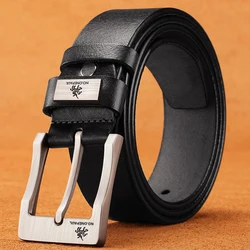 Men's High-Quality Leather Buckle Belt - Casual & Business Fashion - 105CM (333 3.8CM black)