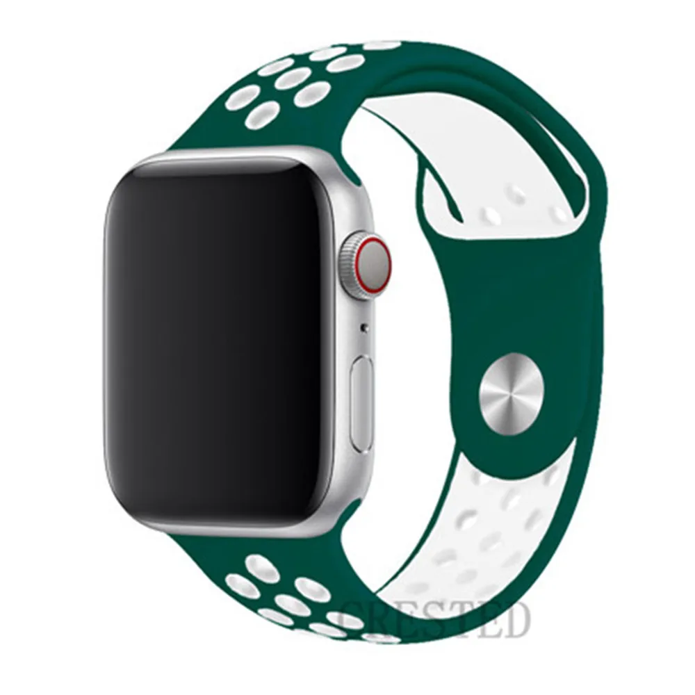 Ink green white Спортивный ремешок для apple watch band 44 мм/40 мм apple watch 5 4 3 band iwatch band 5 42 мм/38 мм correa браслет ремень аксессуары для часов - Цвет ремешка: Ink green white