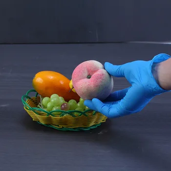 

100PCS/Bag Home Garden Cleaning Gloves Blue Nitrile Rubber Disposable Gloves For Kitchen Food Cleaning Safety Working Glove