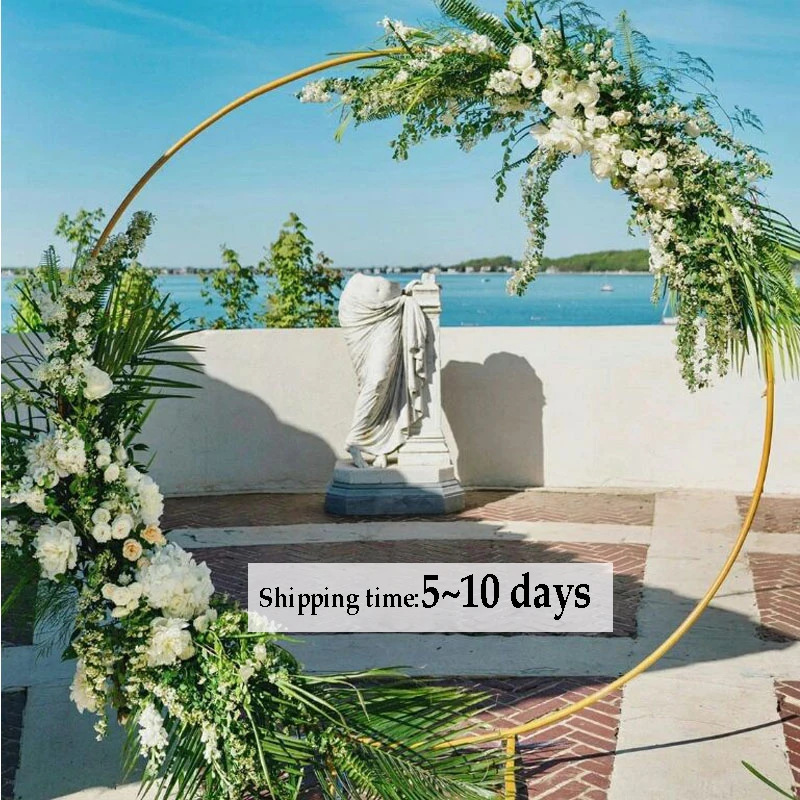 Single Hoop Wedding Arch Christmas Backdrop Wrought Iron Ring Flowers Balloon Arch Decorations Party Event Flower Arch Stand