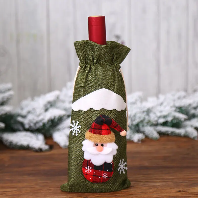 Креативный стиль бутылки вина НОВАЯ РОЖДЕСТВЕНСКАЯ одежда Санта-Клаус Костюм Косплей Набор украшения - Цвет: Green