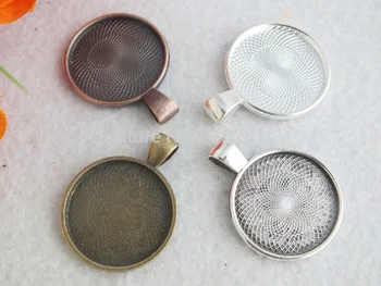 

25mm Mixed Color Round Pendant Trays, 1 Inch Blank Pendant Setting Bases