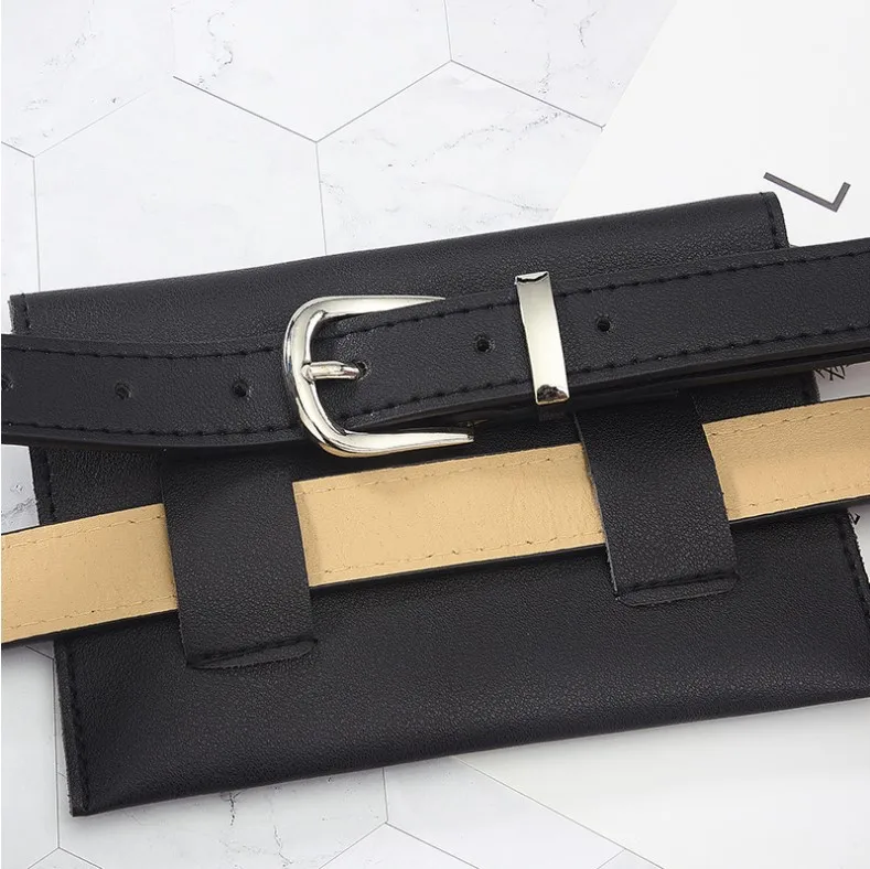 2018 wholesale fashion women's leather waist bag mini mobile phone storage bag with belt