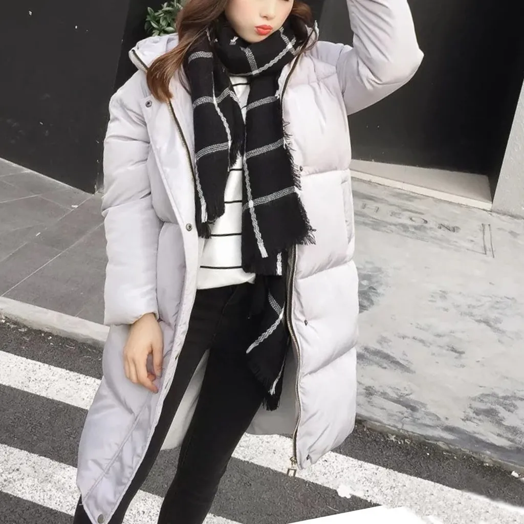 Women's Long Skiing Jackets White Winter Hooded Parkas Zipper Warm Windbreak Warm Female Slim Sintepon Parkas Outwear Coat