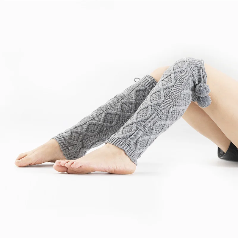 Зимние женские длинные гетры с помпоном вязаная школьная форма для девочек носки