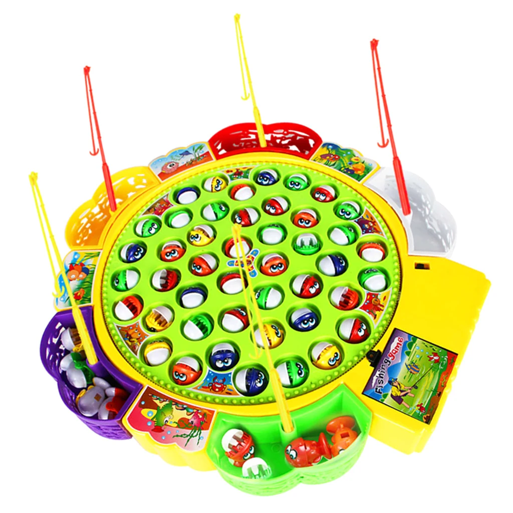 MagiDeal Kids Fishing Game Musical Electric Fishing Toy with 45 Fishes, Xmas Gift - Pretend Role Play Toy
