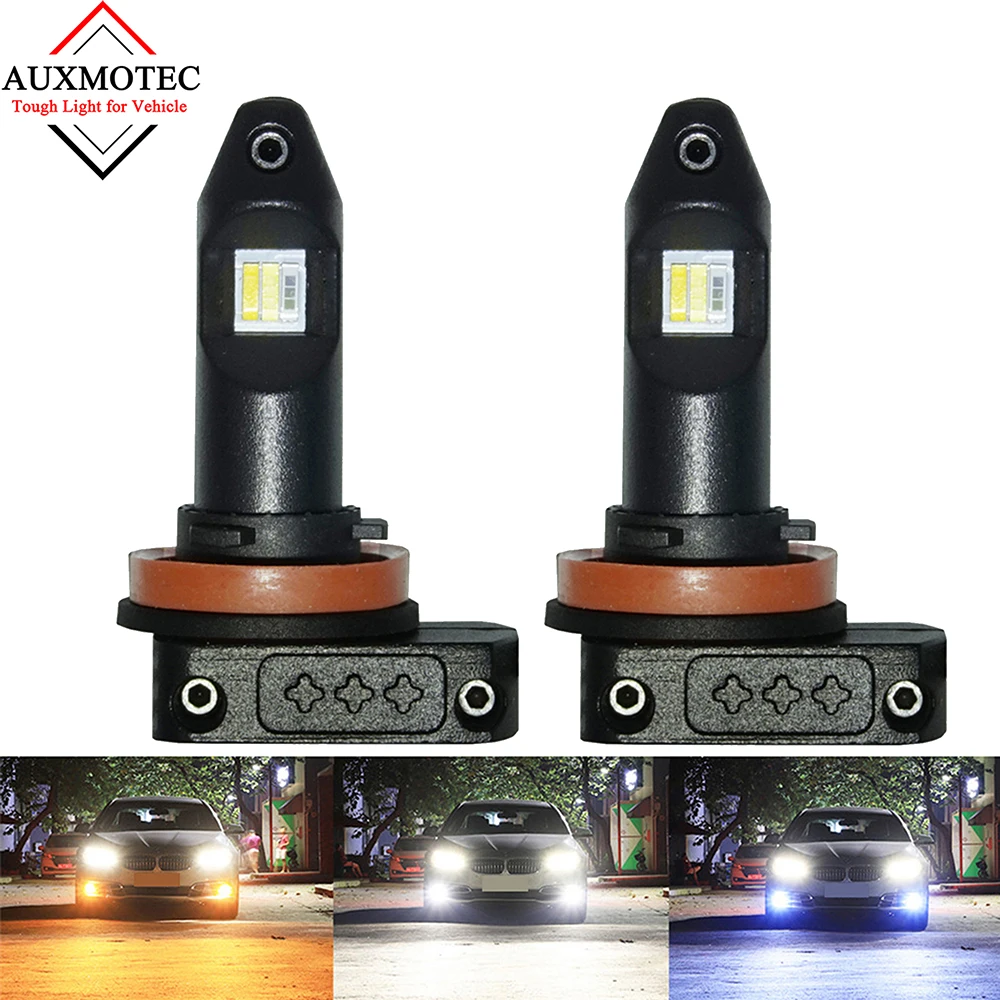 Three Color Led Fog Light Bulbs for Cars H11 H8 H9 H16 9006 HB4 12V Change Color White Yellow Amber Ice Blue Led Bulb for Toyota