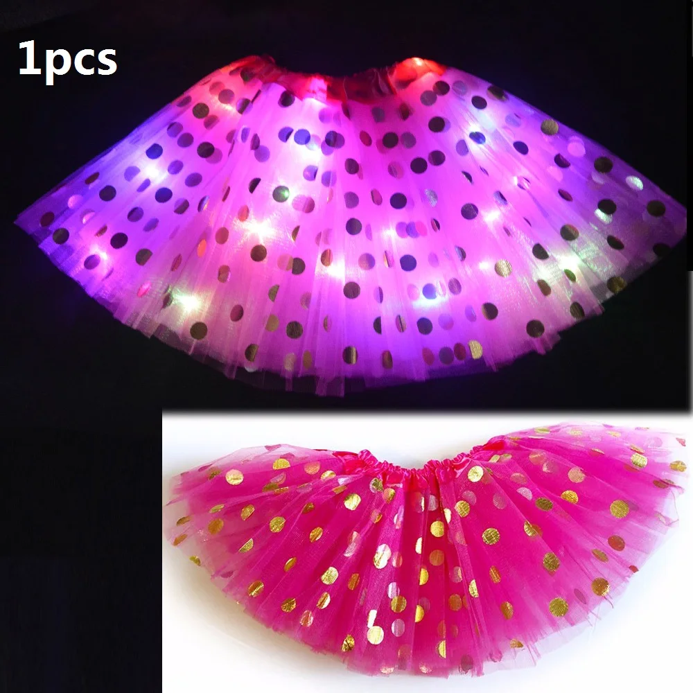 1pcs rose Светодиодный светильник; блестящая детская юбка для девочек; юбка-пачка для танцев; подарок на день рождения; Светодиодный вечерние От 3 до 12 лет на Рождество и год - Цвет: 1pcs rose