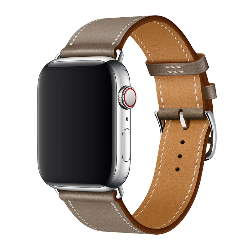 Одноместный Тур ремешок для Apple watch 44 мм 40 мм iWatch ремешок 42 мм 38 мм браслет из натуральной кожи ремешок для Apple watch 4 3 2 1 44 40 38 - Цвет ремешка: Etoupe