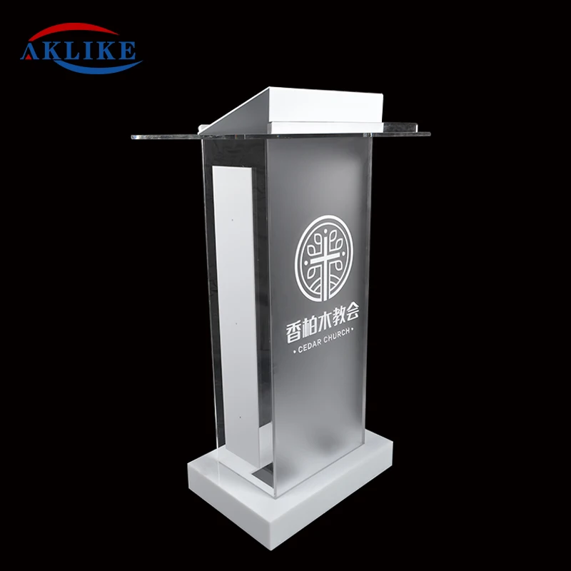 Illuminated Podium Organic Glass Pulpit Cheap Utility Platform Church Presentation Lectern Modern Speech Rostrum