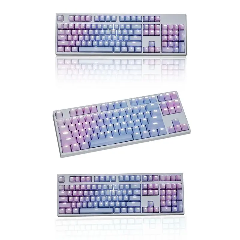 

1 Set Replaceable PBT Keycaps 87 104 108 Transparent Lettering Keys Double Shot Injection Backli Key Cap for Mechanical Keyboard