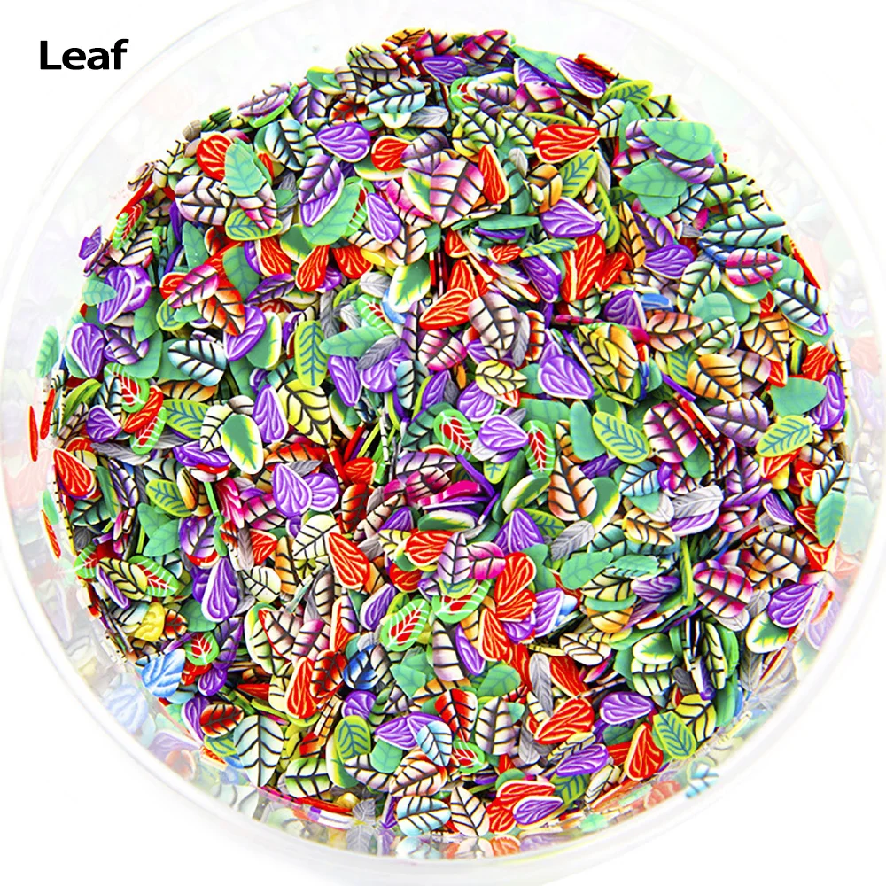 Leaf 1000 шт./упак. мягкой глины гончарное дело и цитрусовые фрукты наполнитель для украшения ногтей и Нейл Арта, набор для Slime Детские сделай сам, аксессуары для украшения дома - Цвет: Leaf