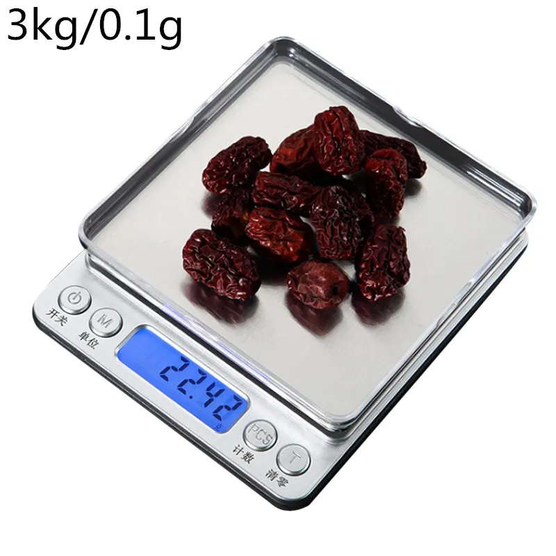 3kg-0.1g Hoomall 1 шт. Мини цифровые весы 100/200/300/500/1000g 0,01/0,1 г Высокая точность Подсветка Электрический Карманный грамм Вес для ювелирных изделий - Цвет: 3kg-0.1g