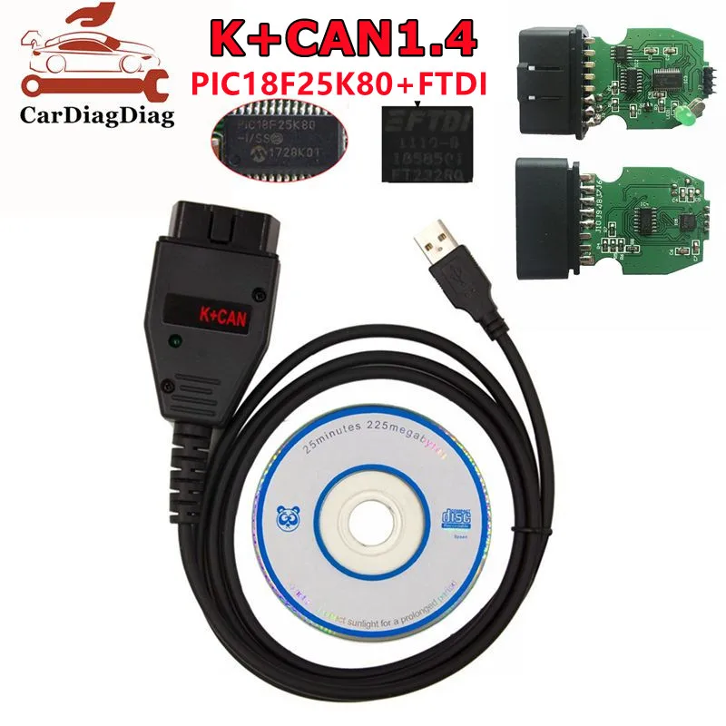 Диагностический сканер OBD2 для VAG K CAN Commander 1 4 FTDI и PIC18F25K80 VW Golf Bor Jetta K-line | Автомобили