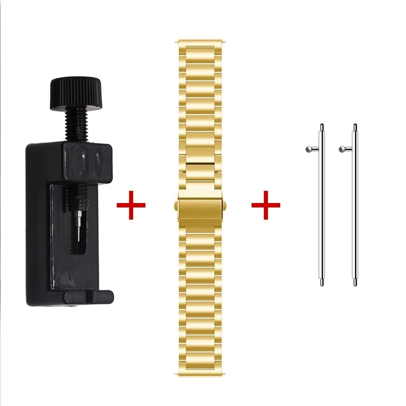 gold OULUCCI 18 мм 20 мм 22 мм ширина нержавеющей стали ремешок для samsung gear Sport S2 S3 Galaxy 42 мм 46 ремешок для часов, мм металлический браслет - Цвет: gold