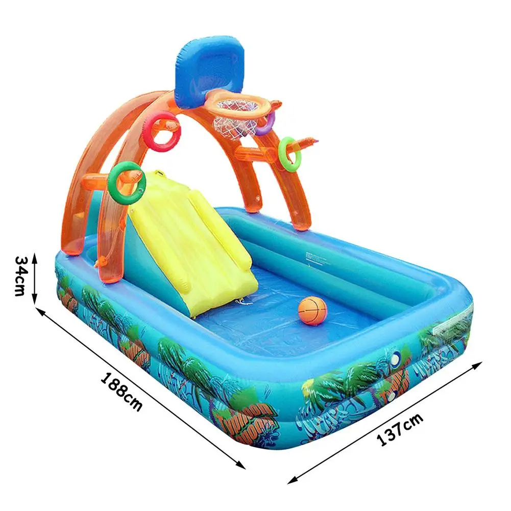 New Children's Inflatable Pool Large Multifunctional Lawn Water Sliding Pool Kid Family Above Ground With Basketball Hoop
