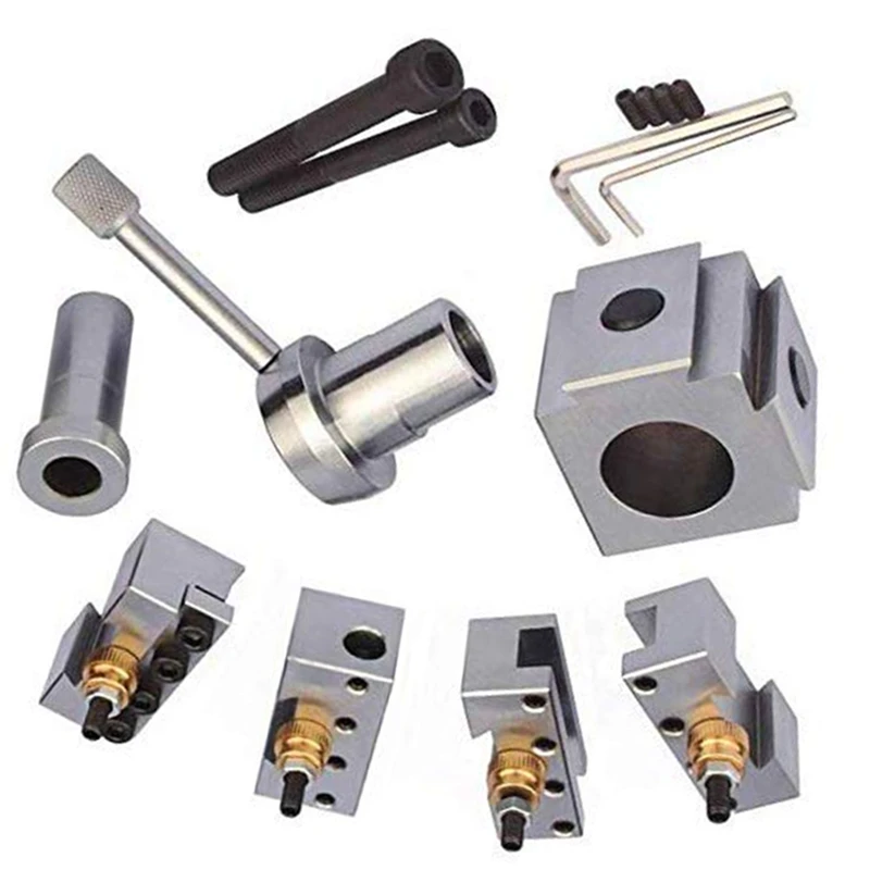 

Steel Mini Lathe Post Holder Kit Quick Change Tool Boring Blade Turning Facing Holder Set Change Tool