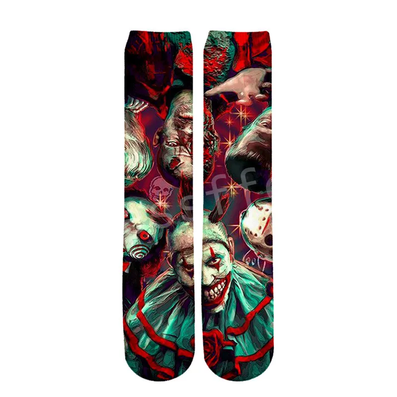 Tessffel Halloween Horror New Fashion Harajuku casual Unisex 3D Print boys/girls/mens/womens funny colorful ankle socks style-5