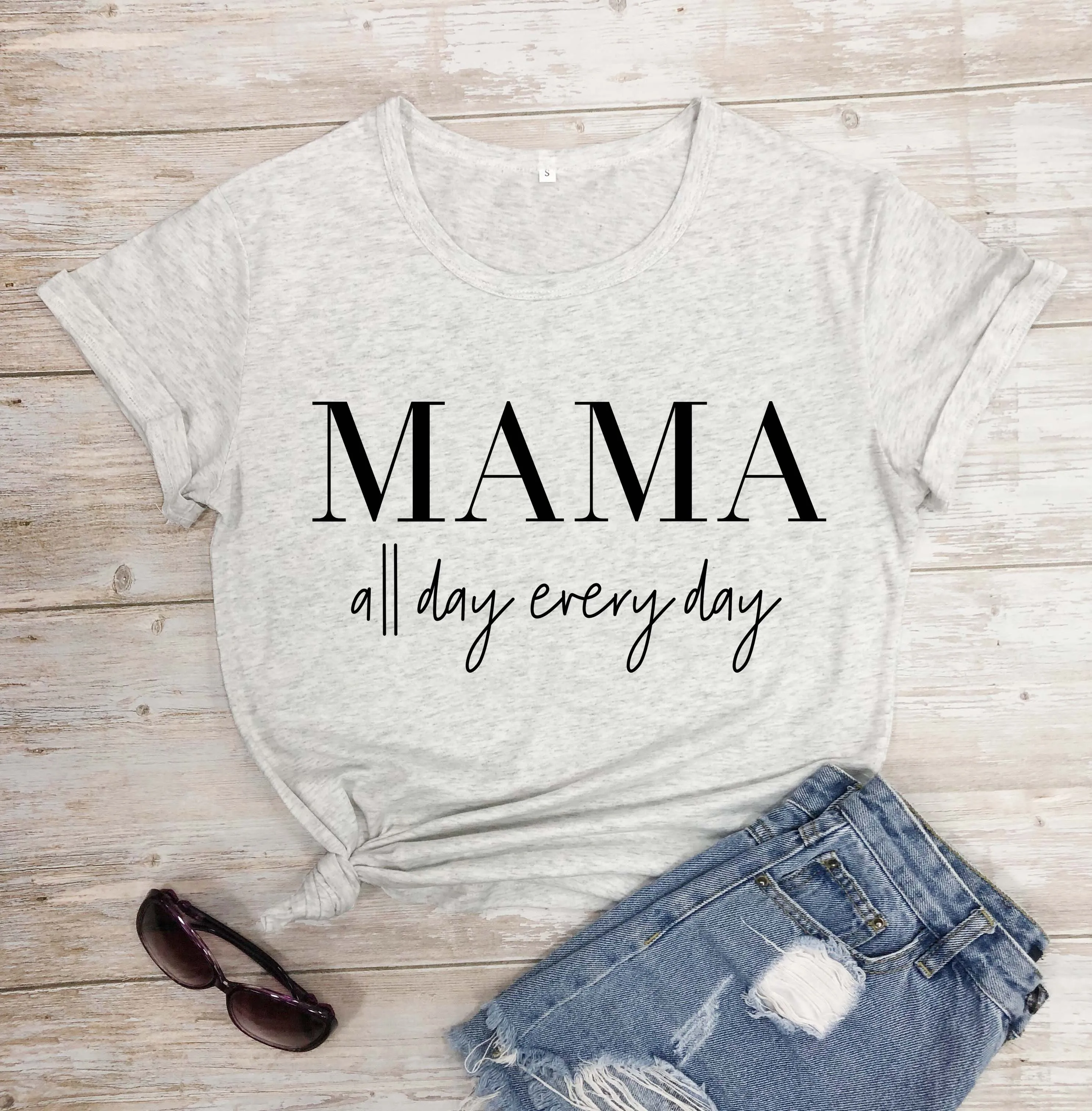 MAMA all day every/футболка Tumblr 90 s, повседневная хипстерская футболка унисекс, стильный топ с короткими рукавами, верхняя одежда с надписью Mama, модная футболка для девочек - Цвет: marble--white text