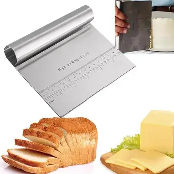 

Stainless Steel Pizza Dough Scraper Cutter Kitchen Flour Pastry Cake Tool Gadge Cake Spatula Cake Cream Edge Scraper Supplies