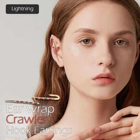 2 шт./пара стразы уха обруч на гусеничном ходу крюк серьги кристалл клипсы золотое покрытие для женщин